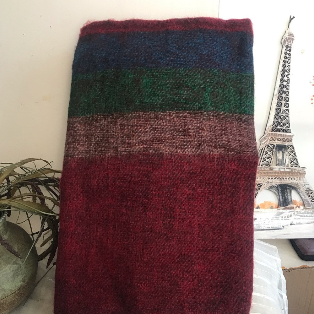Multicolor Striped Scarf Himalayan Yak Wool Shawl Blanket Throws